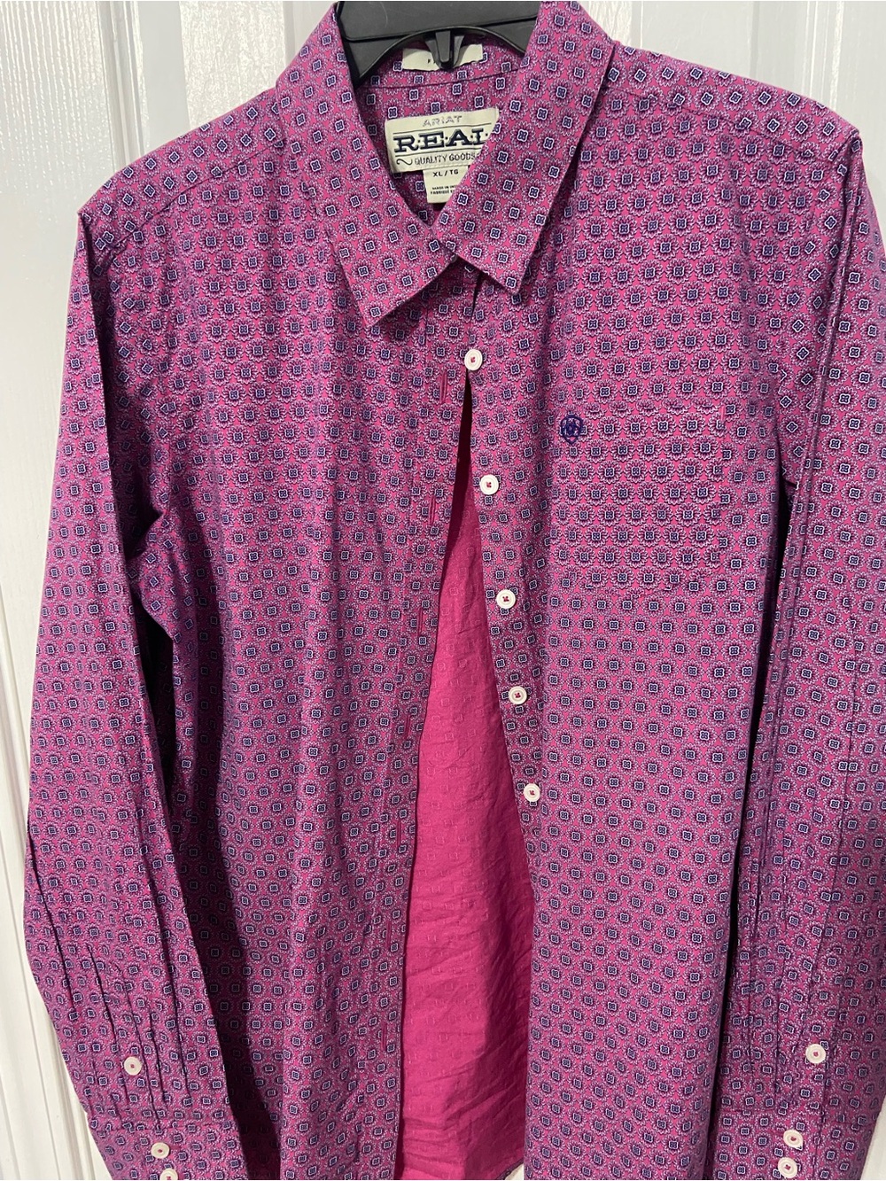 Ariat Womens fitted XL Pink-Purple Microprint Button-Down Shirt